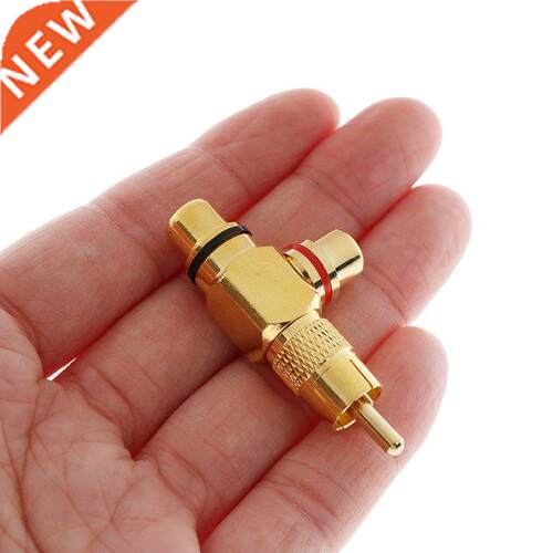 1pc Gold Plated RCA Male To 2 Female RCA Splitter Adapter AV
