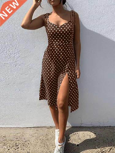 Dresses 2022 Sundress Summer Women Causal Polka Dot Sleevele