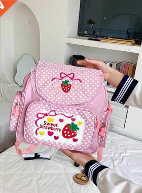 Pink Girl Emroidery Strawerry Children&p;#39;s Schoolag Stu