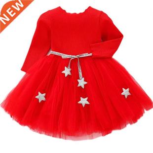 Baby Girls Spring Autumn Sweater Star Dress Infant Girl's Ch