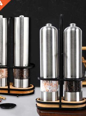 2 Pcs Stainless Steel Electric Salt and Pepper Mill Set Auto