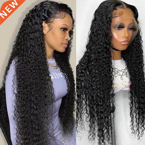 Kryssma Black Long Kinky Curly Synthetic Lace Front Wig For