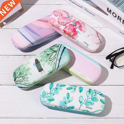 1PC Fashion Portable Glasses Case Printed Leather Storage Bo