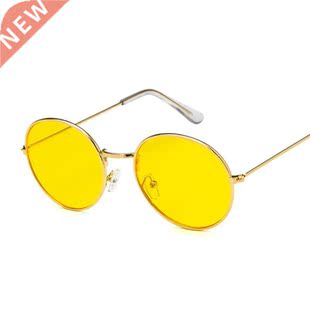 2020 Retro Round Yellow Sunglasses Woman Brand Designer Sun
