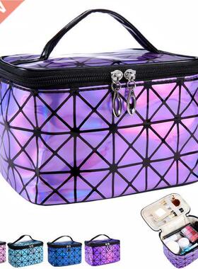 Functional Cosmetic Bag Women Fashion PU Leather Travel Make