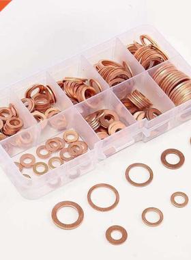 200pcs Copper Washer Gasket Nut and Bolt Set Flat Rng Seal