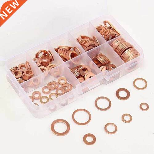 200pcs Copper Washer Gasket Nut and Bolt Set Flat Rng Seal