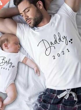 Funny Baby Daddy 2021 Family Matching Clothing Simple Pregna