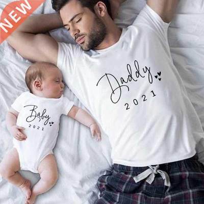 Funny Baby Daddy 2021 Family Matching Clothing Simple Pregna