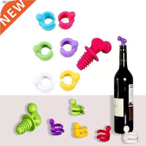 7pcs/set Silicone Drunkard Champagne Wine Bottle opper