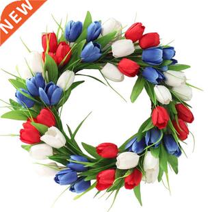 Artificial Tulip Wreath American Independence Day Patriotic