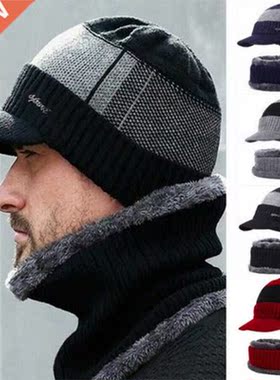 New Fashion Men's Winter Warm Cashmere Hat And Scarf Combina
