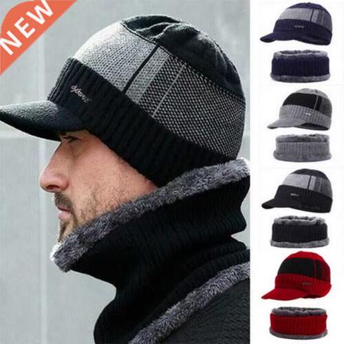 New Fashion Men's Winter Warm Cashmere Hat And Scarf Combina