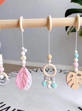 4Pcs/Set Wooden Rattle Toy Round Edges Easy Hanging