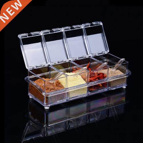 4pcs Spices Jars Seasoning Box Sugar Salt Spice Rack Storage
