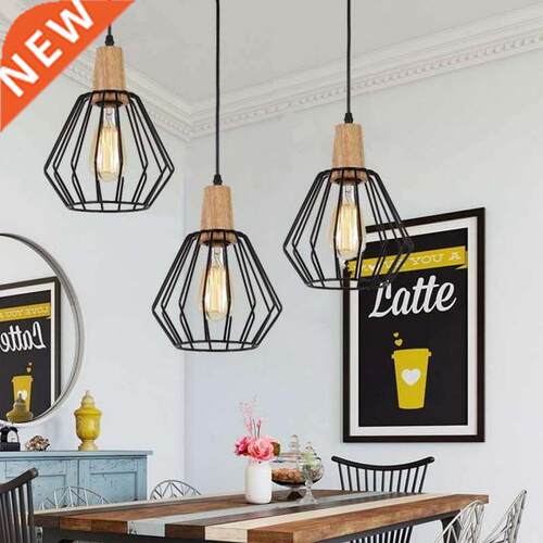 Modern Nordic Pendant Lights Black Iron Retro Loft Cage Pyra
