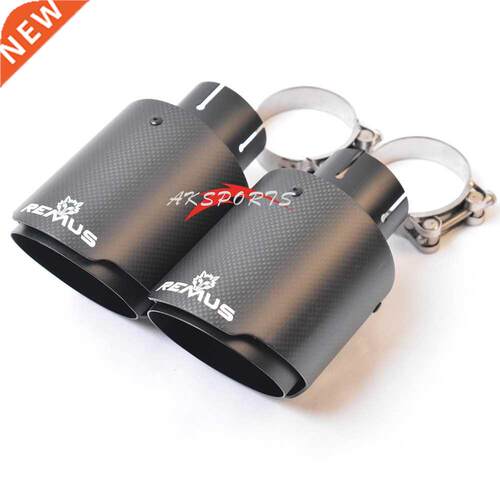 1PC Car Exhaust Pipe Straight Flange Matt Carbon Tail End Ti