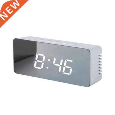 LED Mirror Alarm Clock Digital Snooze Table Clock Wake Up Li