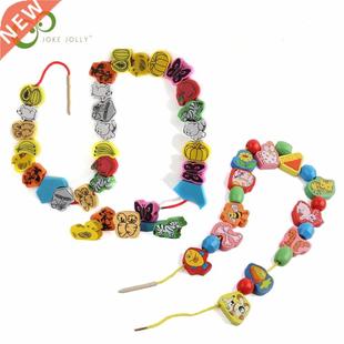 26pcs/SET Wooden Animal Fruit Block stringing beaded Toys Fo