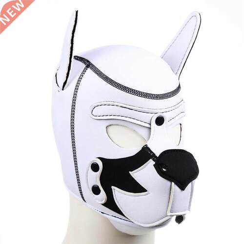 Party Masks Pup Puppy Play White Dog Hood Mask Padded Neopre