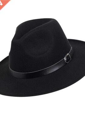 Men Women Wide Big Brim Wool Felt Fedoras Hat Spring Autumn