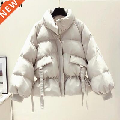 Abrigo de algodón liso para mujer, parka de estilo coreano,