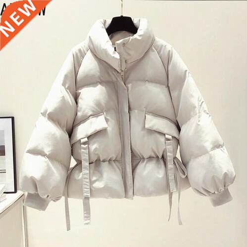 Abrigo de algodón liso para mujer, parka de estilo coreano,