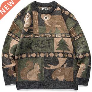 Winter Vintge Sweter Men New Jpnese Cute Ber Couples Kn
