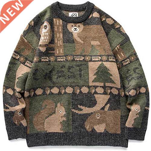 Winter Vintge Sweter Men New Jpnese Cute Ber Couples Kn