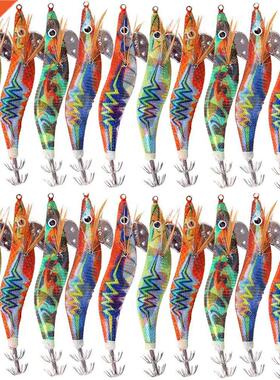 30Pcs/20Pcs/10Pcs Wooden rimp Fiing Lure Squid Jig Fii