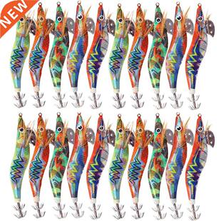 30Pcs/20Pcs/10Pcs Wooden rimp Fiing Lure Squid Jig Fii