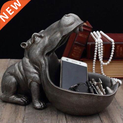 Resin Hippo Statue Hippopotamus Sculpture Figurine Key