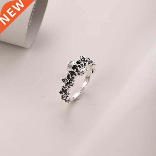 Vintage Flower Couple Punk Rings For Women Skull Hip Hop Sta