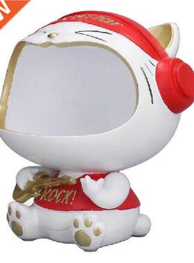 Animal Sculpture Entrance Key Storage Box Resin Lucky Cat