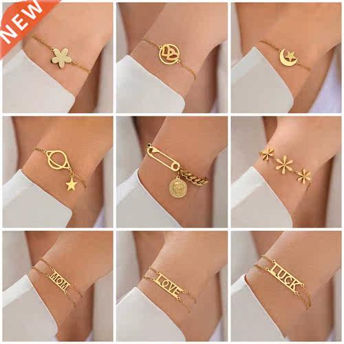 Stainless Steel Bracelets Fashion Exquisite Abstract Coin Le