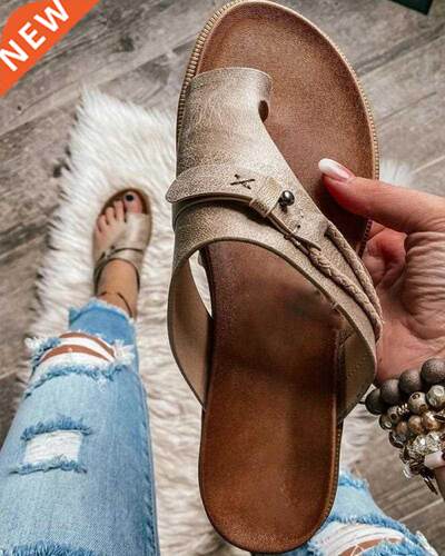 2022 Summer Women Sandals Retro Flip-Flops Flat Shoes Casual