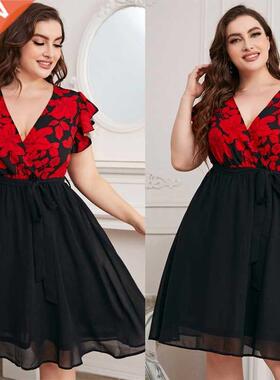 Women Night loose plus size big dresses for Basic Dress red