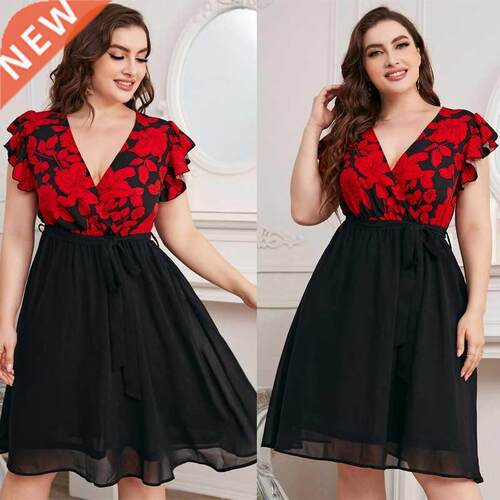 Women Night loose plus size big dresses for Basic Dress red
