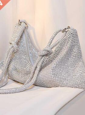 100% Handmade Rhinestone Evening Clutch Silver Sparkling Cry