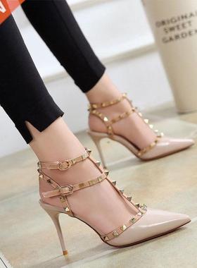 Women's shoes rivets sandals female summer 6CM/8CM Thick wit