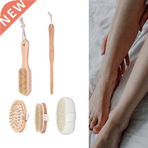 Natural Bristle Bath Brush Exfoliating Wooden Body Massage