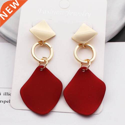 New Faion Statement Earrings Green White Red Geometric Dro