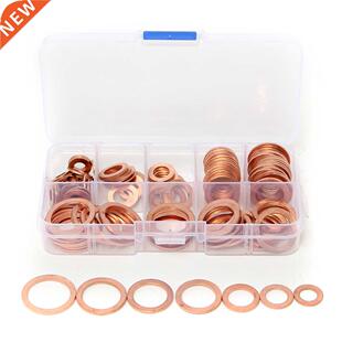 120 Pieces Waers Solid Copper Gaskets Sump Plug Assorted