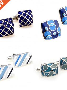 Hot Sale Blue Color Enamel Cufflink Cuff Link Free Shipping
