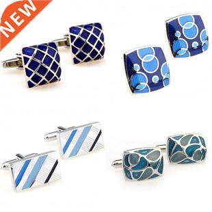 Hot Sale Blue Color Enamel Cufflink Cuff Link Free Shipping