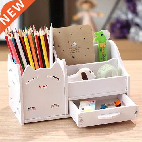 4 Grid Desk Pen Pencil Organizer Desktop Pen Holder Office