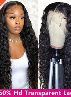30 32 Inch Lace Front Wig Deep Wave Frontal Wig Transparent