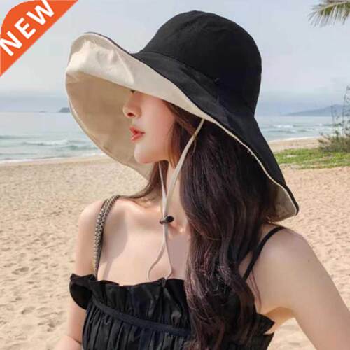 Spring Ser New Big Wide Brim Women Bucket Hat Solid Color