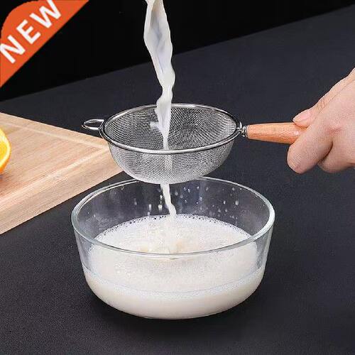 Multifunctional Colander Food Filter Wooden Handle Kitchen