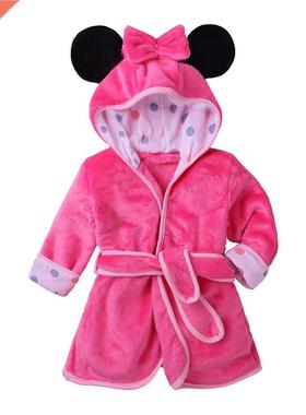 Catoon Bathobe Fo Childen Flannel Long Sleeve Hooded Kid